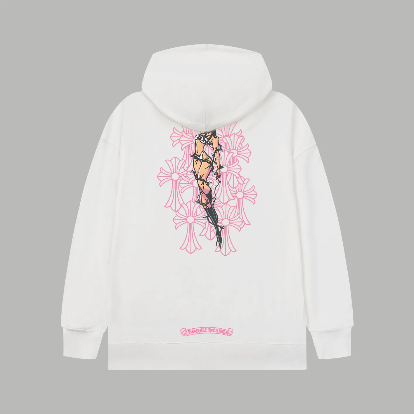 Q20—P230 -Chrome Hearts/Chrome Hearts printed zipper sweatshirt cardigan jacket -420 grams of high-density, high-quality wool, soft, delicate and skin-friendly, soft and silky to the touch, warm and skin-friendly -The hardware zipper accessories are all customized and full of details -Colour: white -Size: S M L XL